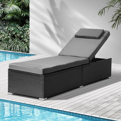 Milan High Quality Rattan Sun Lounger Day Bed | Adjustable Wicker Patio Pool Lounger