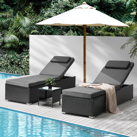 Milan High Quality Rattan Sun Lounger Day Bed | Adjustable Wicker Patio Pool Lounger