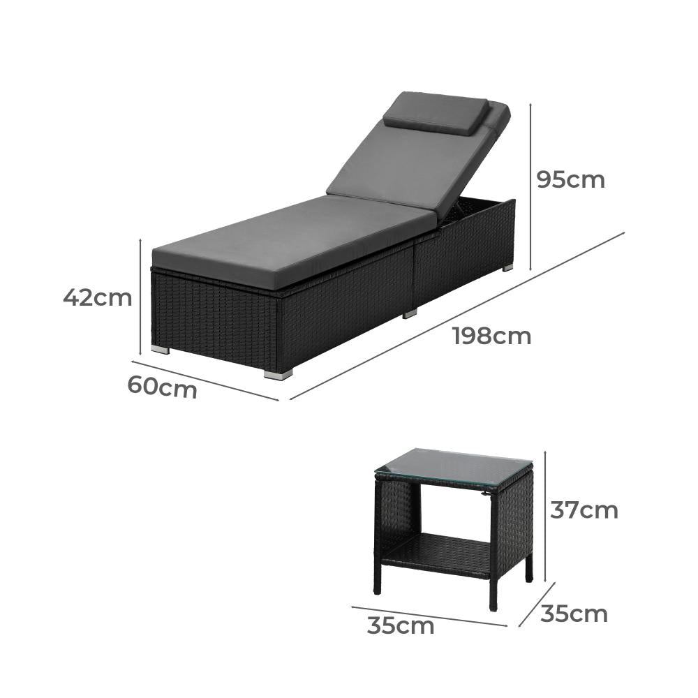Milan High Quality Rattan Sun Lounger Day Bed | Adjustable Wicker Patio Pool Lounger