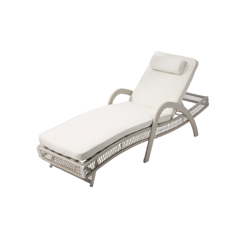 Botega Outdoor Cushioned Rattan Pool Loungers | Modern Adjustable 5 Height Day Bed Sun Lounger
