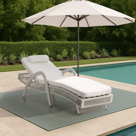 Botega Outdoor Cushioned Rattan Pool Loungers | Modern Adjustable 5 Height Day Bed Sun Lounger
