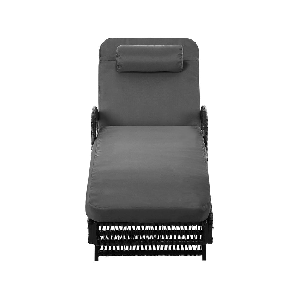 Botega Outdoor Cushioned Rattan Pool Loungers | Modern Adjustable 5 Height Day Bed Sun Lounger