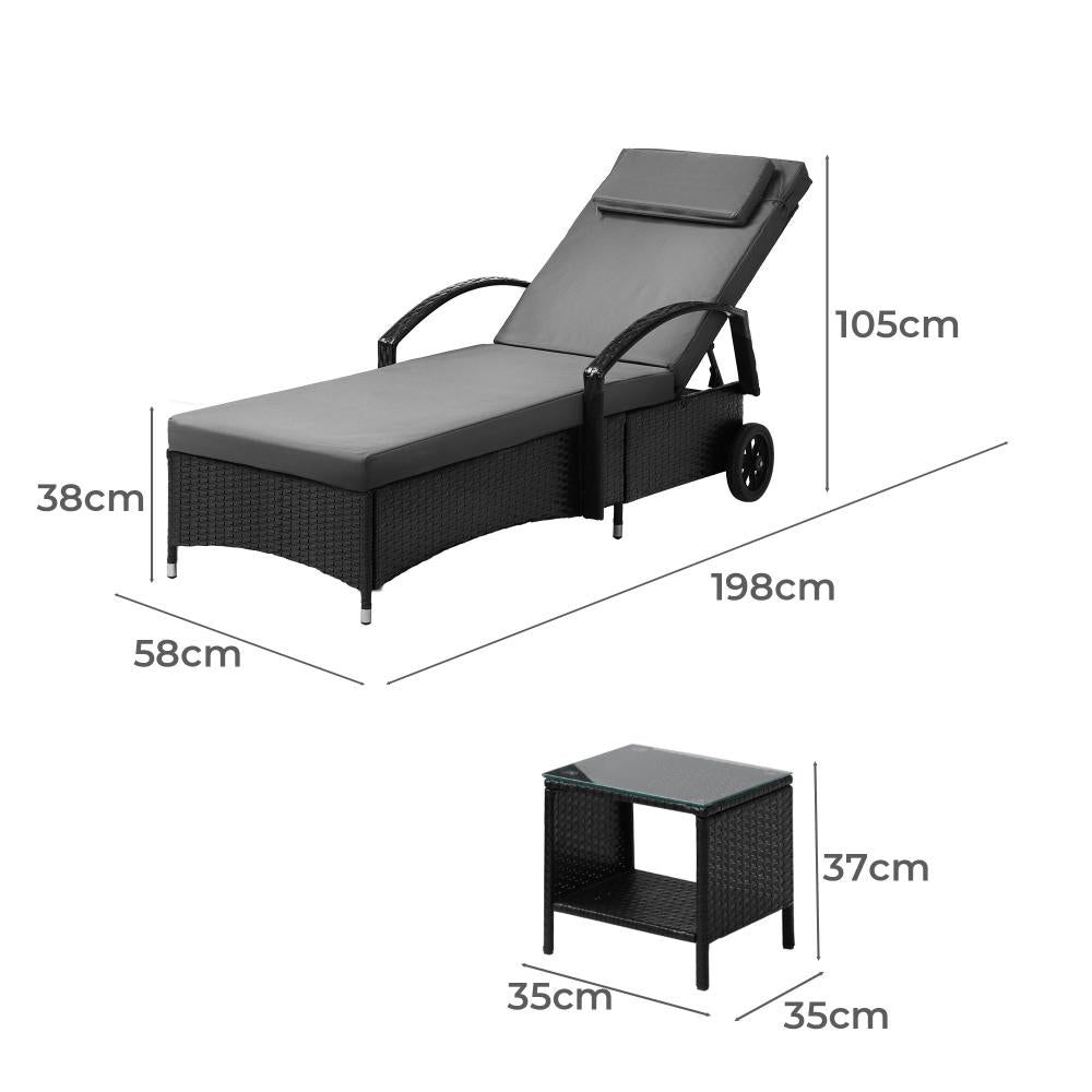 Milan High Quality Rattan Sun Lounger Day Bed | Adjustable Wicker Patio Pool Lounger