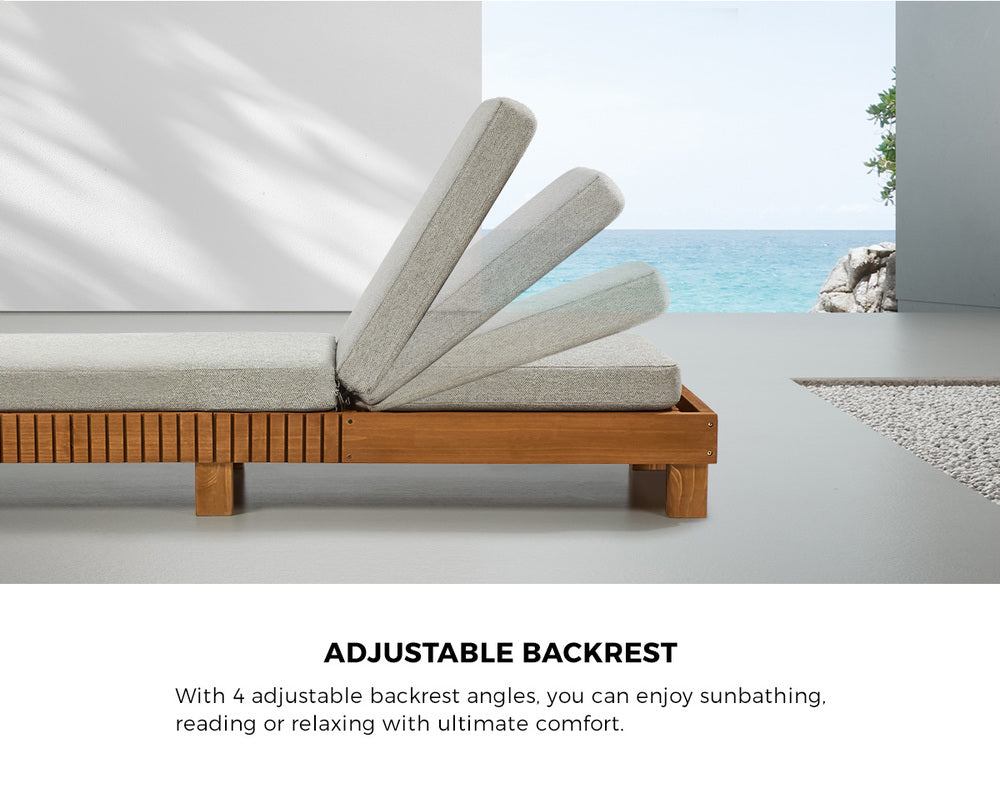 Capri Deluxe Outdoor Thick Cushion Pool Loungers | Wooden Adjustable Quality Day Bed Sun Loungers