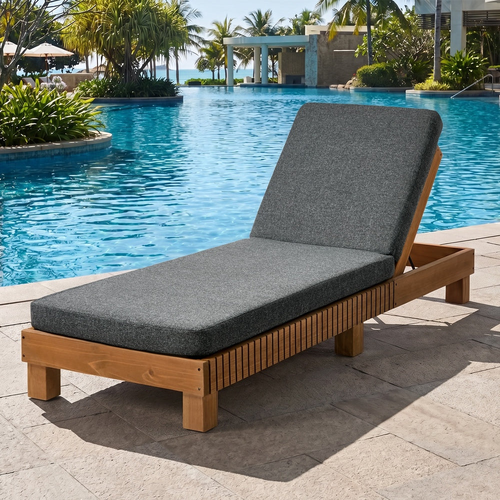 Capri Deluxe Outdoor Thick Cushion Pool Loungers | Wooden Adjustable Quality Day Bed Sun Loungers