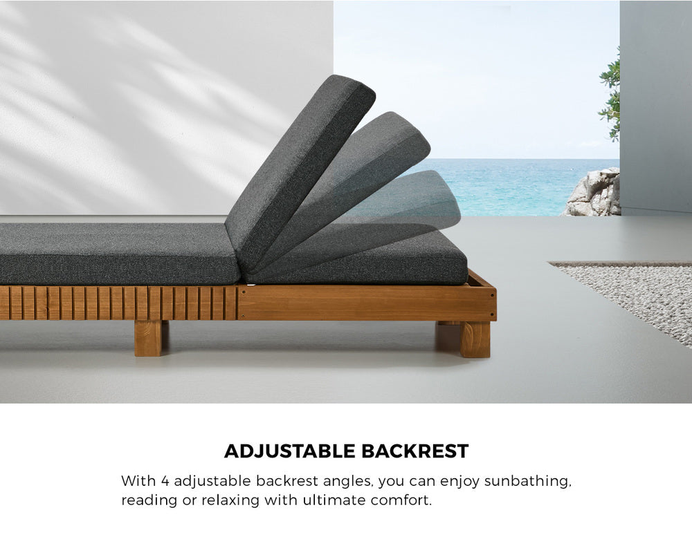 Capri Deluxe Outdoor Thick Cushion Pool Loungers | Wooden Adjustable Quality Day Bed Sun Loungers
