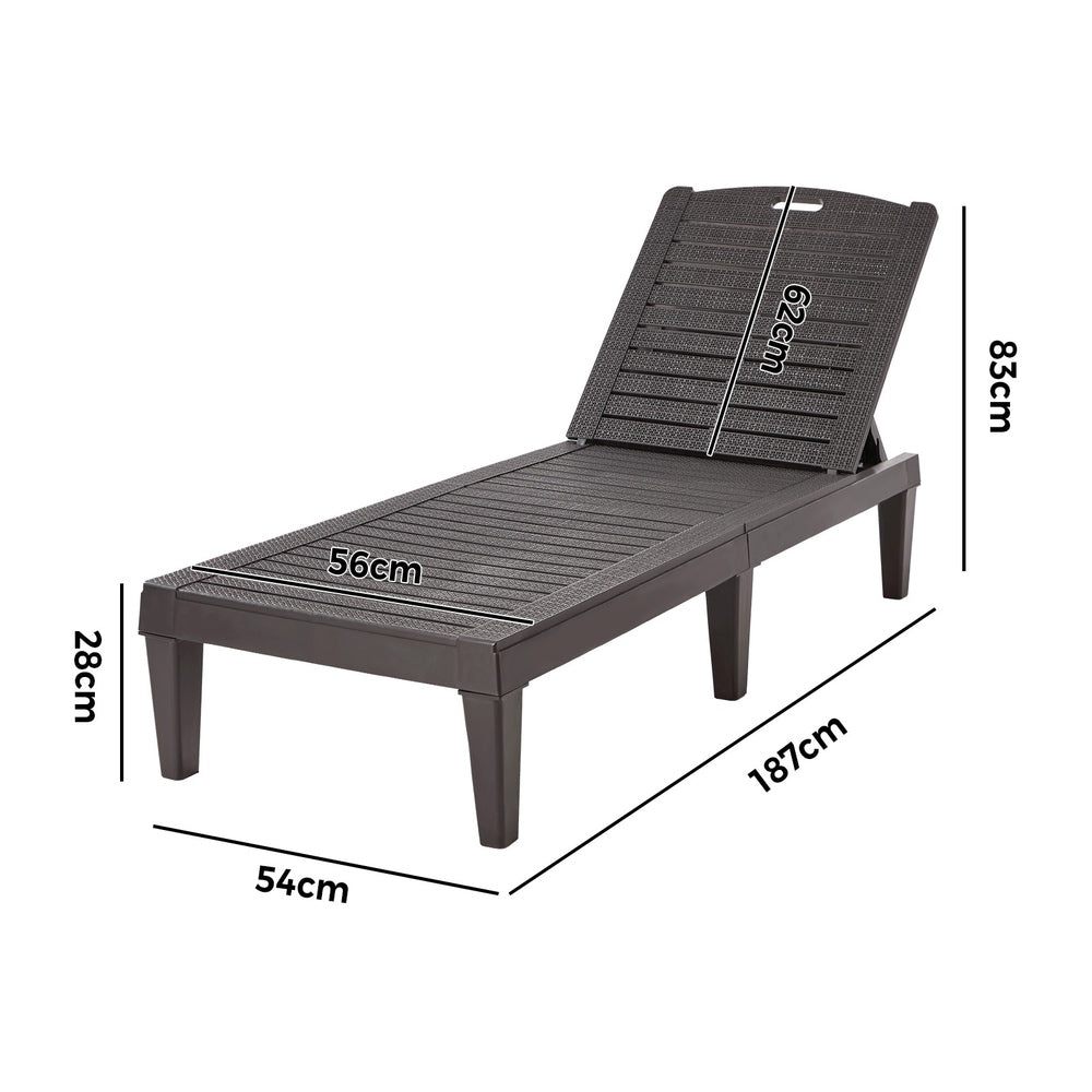 Madera 5 Tier Adjustable Modern Sun Lounge | Textured Weather Resistant Outdoor Pool Lounger