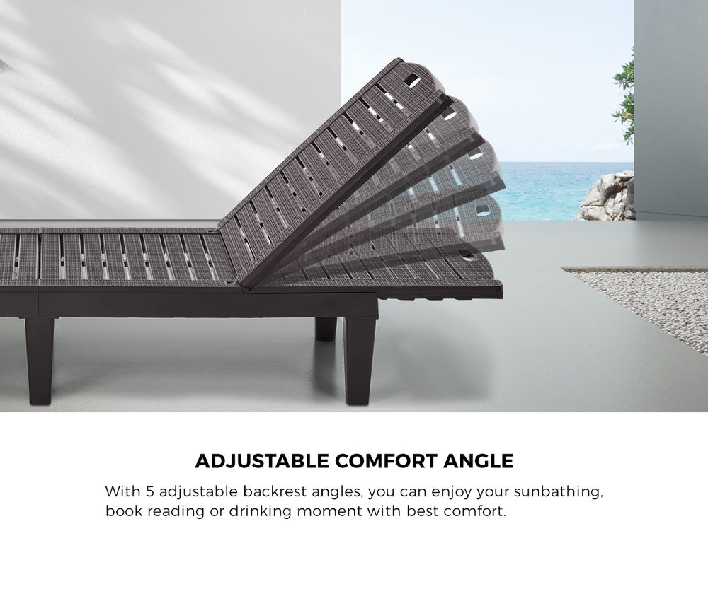Madera 5 Tier Adjustable Modern Sun Lounge | Textured Weather Resistant Outdoor Pool Lounger