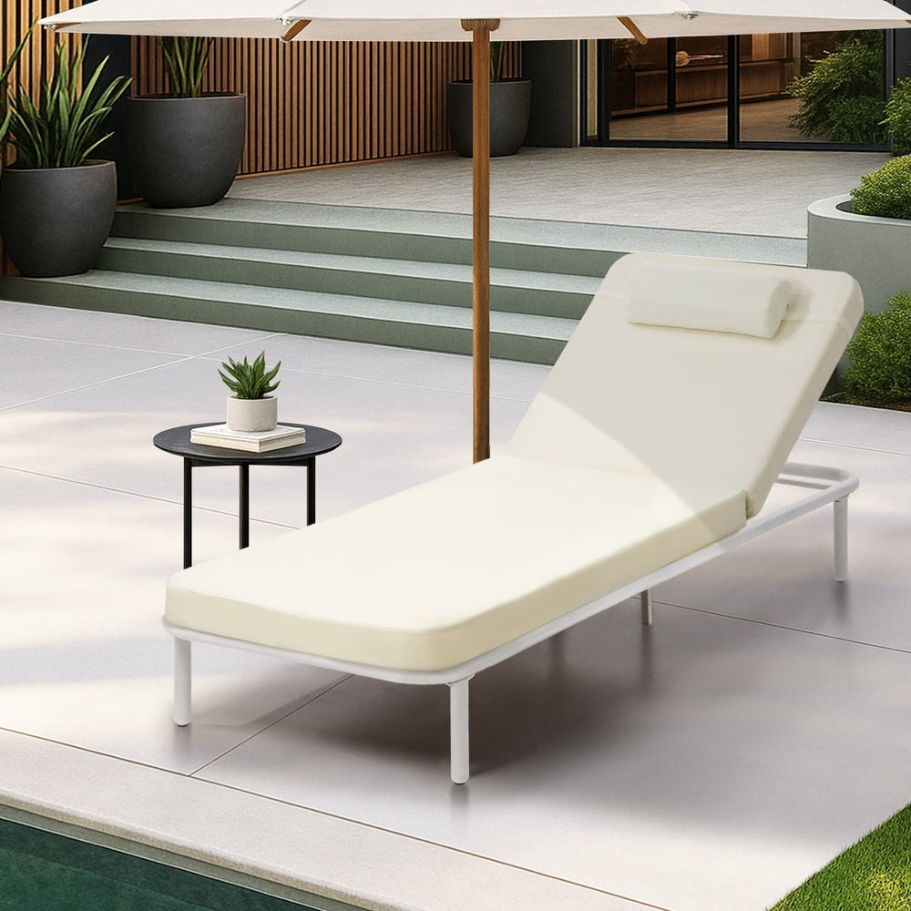 Azzero Outdoor Cushioned Aluminium Pool Loungers | Modern Adjustable 4 Height Day Bed Sun Lounger