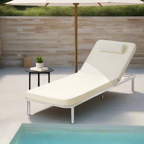Azzero Outdoor Cushioned Aluminium Pool Loungers | Modern Adjustable 4 Height Day Bed Sun Lounger