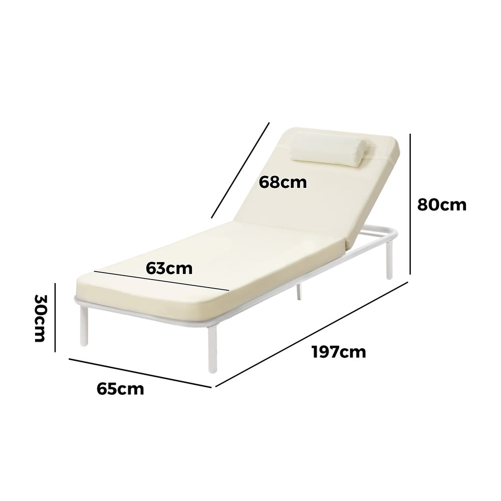Azzero Outdoor Cushioned Aluminium Pool Loungers | Modern Adjustable 4 Height Day Bed Sun Lounger