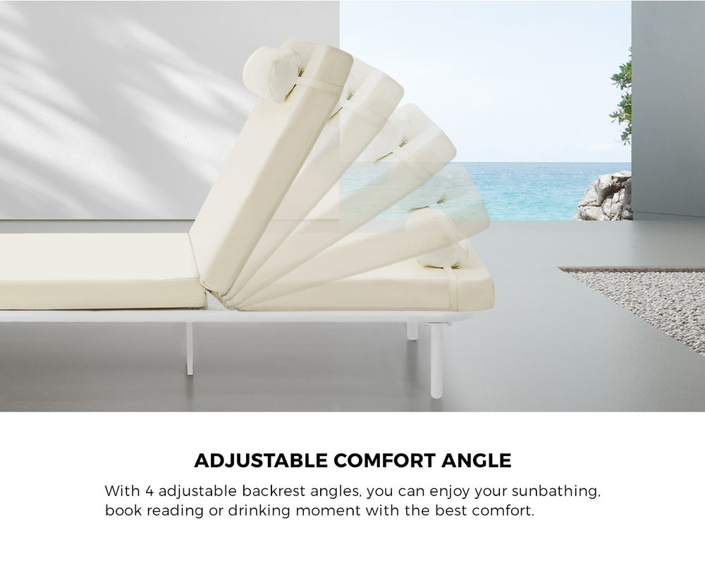 Azzero Outdoor Cushioned Aluminium Pool Loungers | Modern Adjustable 4 Height Day Bed Sun Lounger