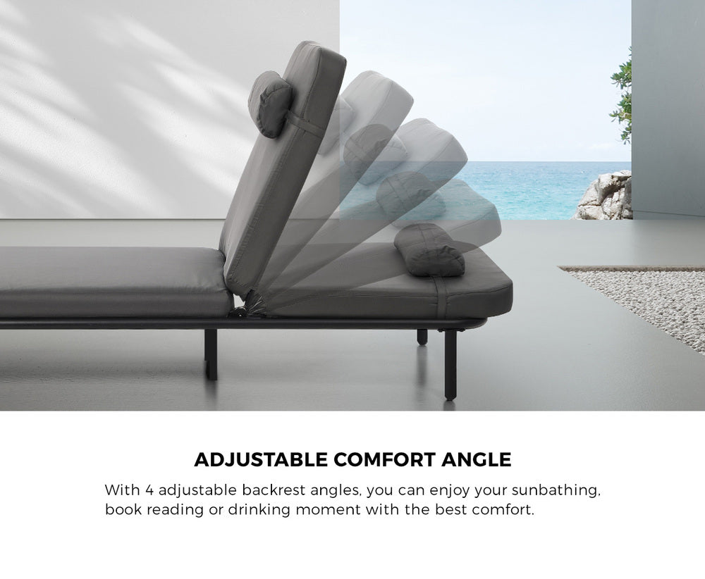 Azzero Outdoor Cushioned Aluminium Pool Loungers | Modern Adjustable 4 Height Day Bed Sun Lounger