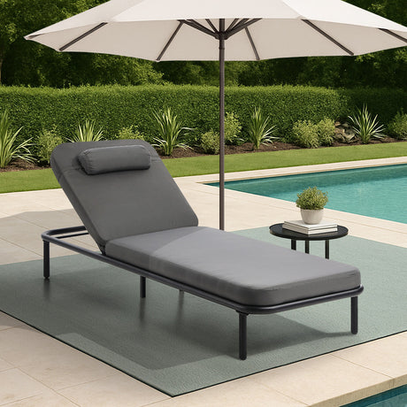 Azzero Outdoor Cushioned Aluminium Pool Loungers | Modern Adjustable 4 Height Day Bed Sun Lounger