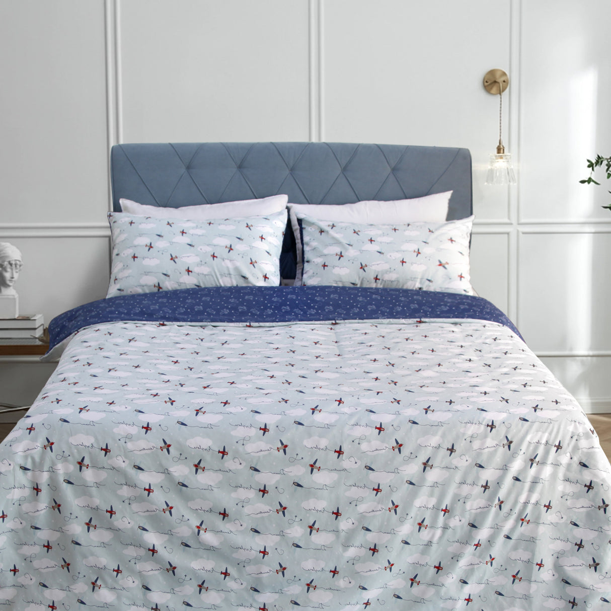 Shangri-La Kids Dreams Reversible Quilt Cover Set | 2 Sided Soft Wrinkle Free Children's Duvet Cover