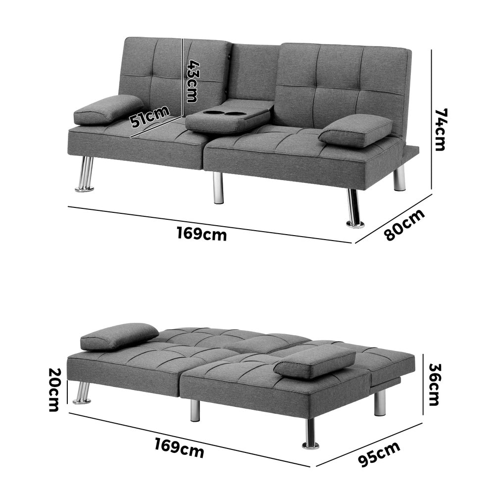 Marlo 3 Seater Sofa Couch and Fold Out Futon Bed | Adjustable Luxury Futon Sofa Couch