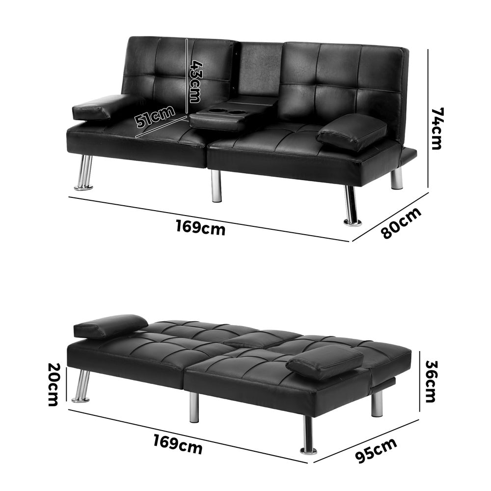 Marlo 3 Seater Sofa Couch and Fold Out Futon Bed | Adjustable Luxury Futon Sofa Couch