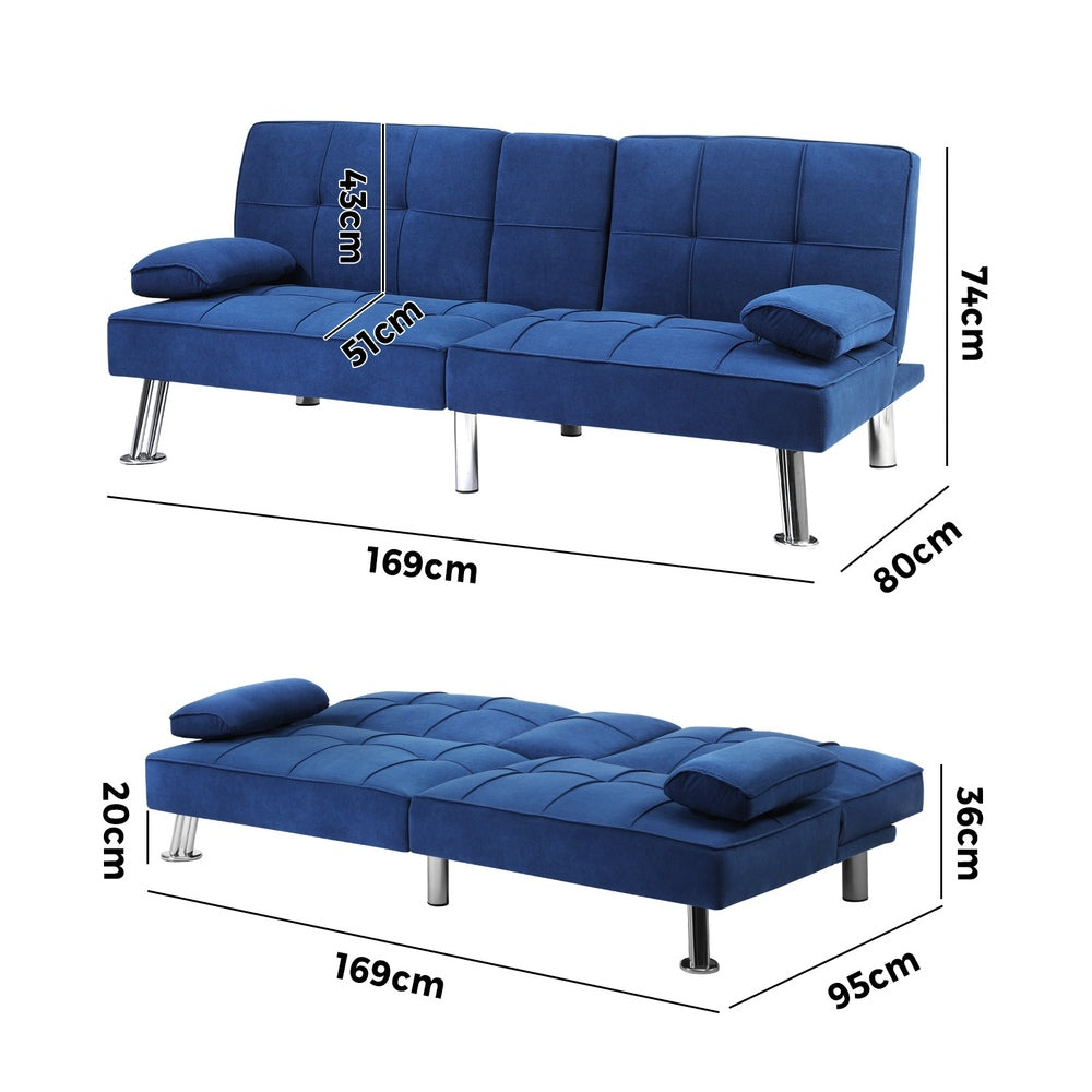 Marlo 3 Seater Sofa Couch and Fold Out Futon Bed | Adjustable Luxury Futon Sofa Couch
