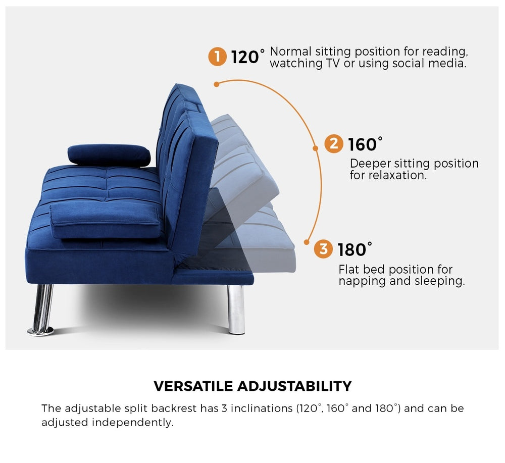 Marlo 3 Seater Sofa Couch and Fold Out Futon Bed | Adjustable Luxury Futon Sofa Couch