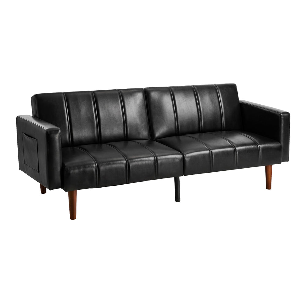 Astore 3 Seater Sofa Couch and Fold Out Futon Bed | 195cm PU Leather Adjustable Luxury Futon Sofa