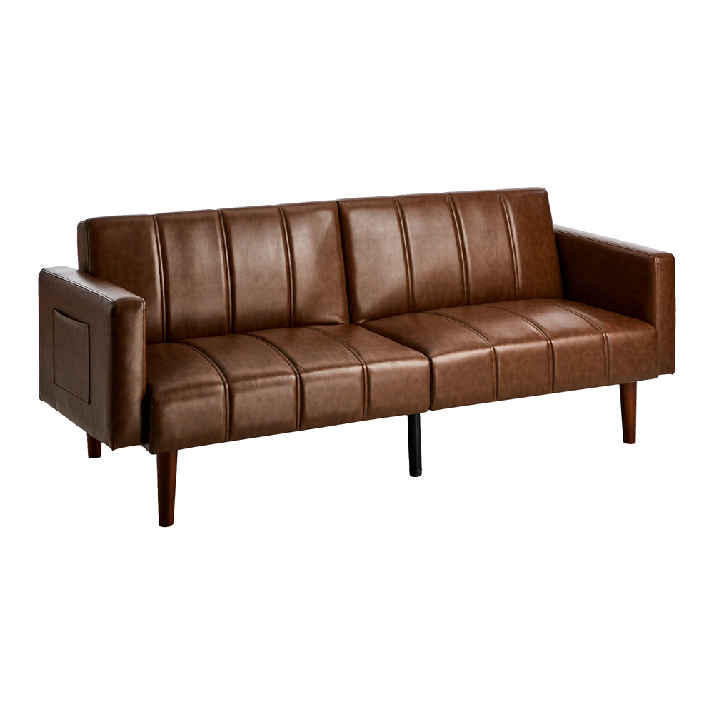 Astore 3 Seater Sofa Couch and Fold Out Futon Bed | 195cm PU Leather Adjustable Luxury Futon Sofa