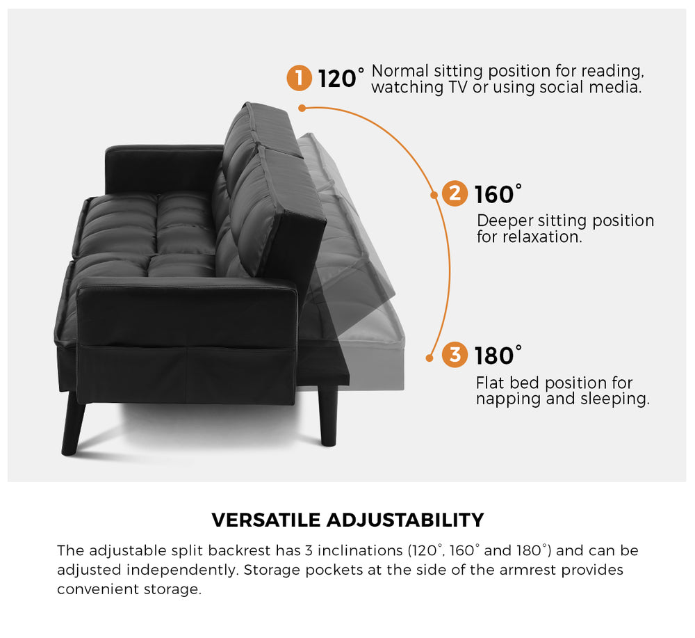 Sierra 3 Seater Sofa Couch and Fold Out Futon Bed | Super Luxury Converible Futon Sofa Couch