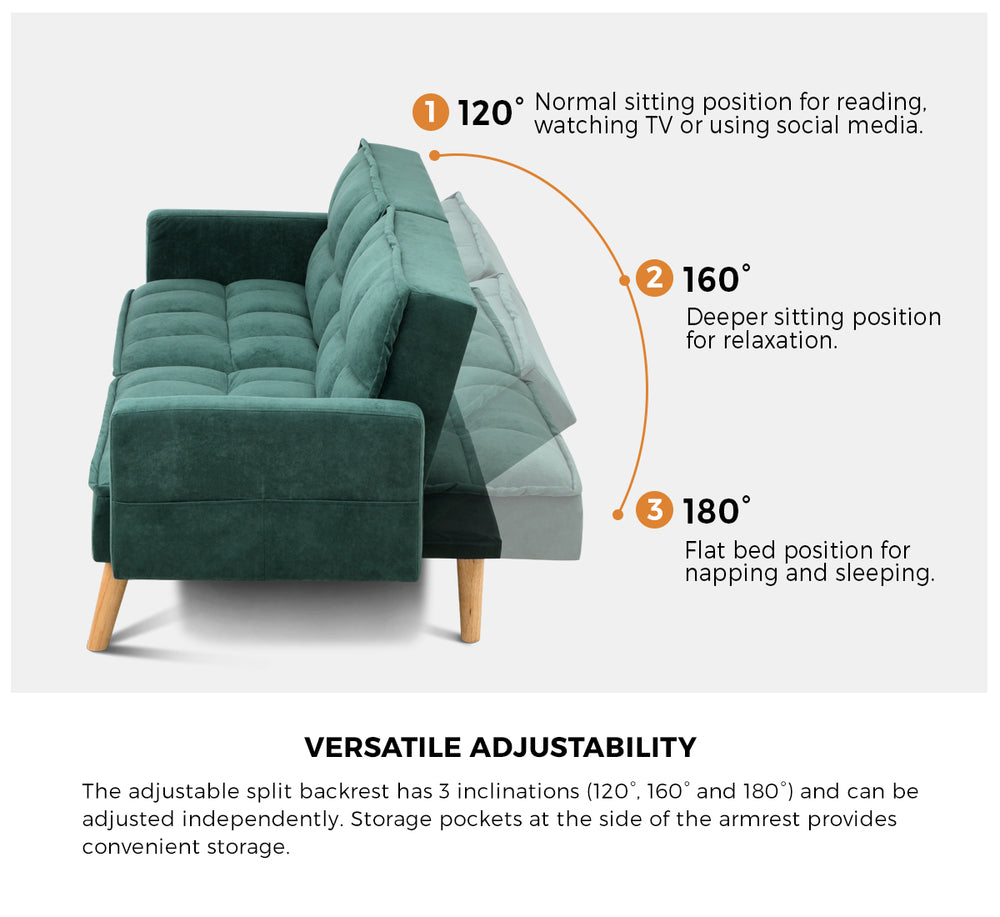 Sierra 3 Seater Sofa Couch and Fold Out Futon Bed | Super Luxury Converible Futon Sofa Couch