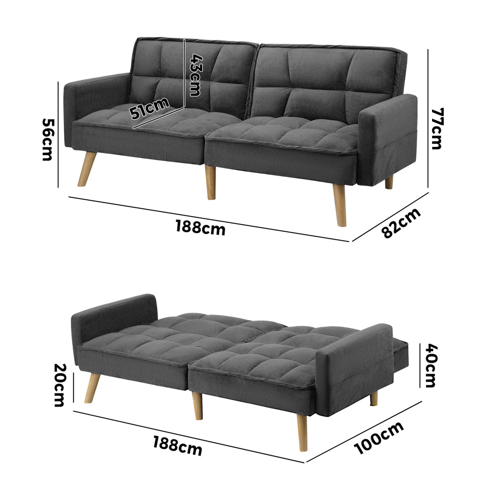 Sierra Two in One 3 Seater Sofa Couch and Fold Out Futon Bed | Super Luxury Converible Futon Sofa Couch