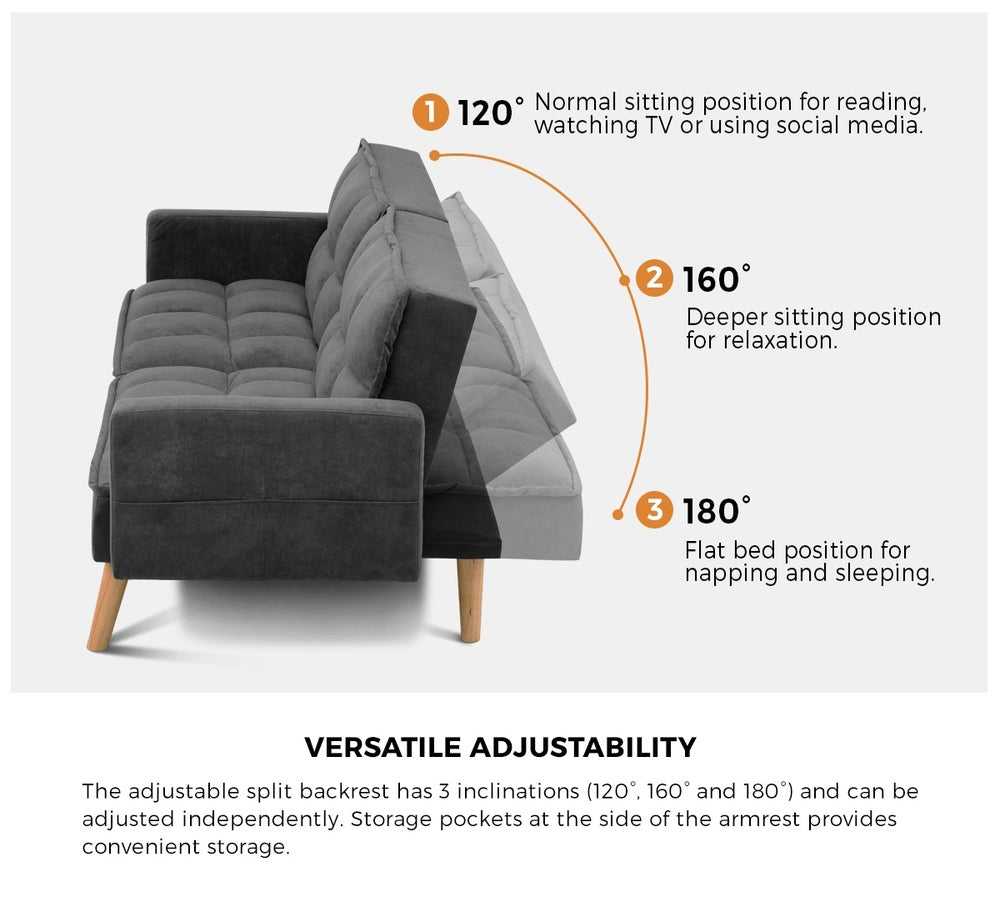 Sierra Two in One 3 Seater Sofa Couch and Fold Out Futon Bed | Super Luxury Converible Futon Sofa Couch