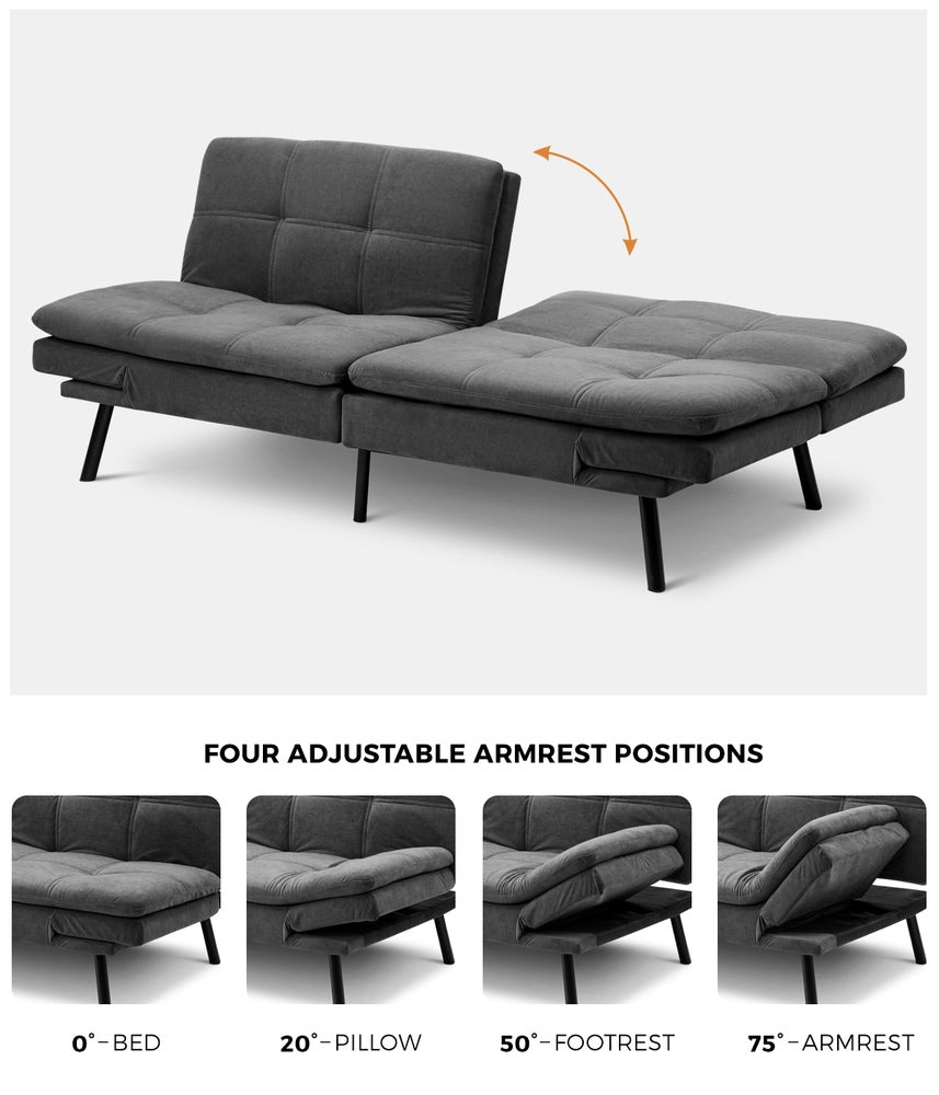 Allure 3 Seater Sofa Couch and Fold Out Futon Bed | Adjustable Luxury Converible Futon Sofa Couch