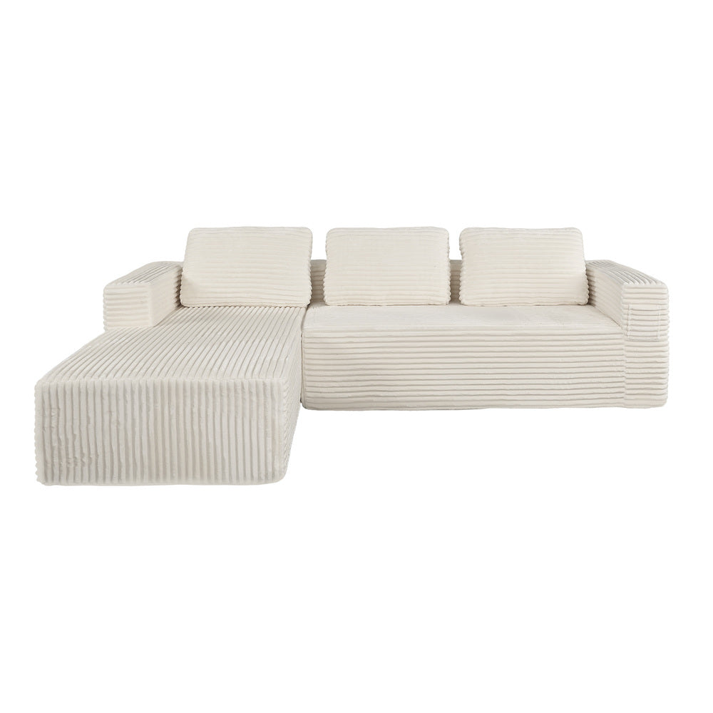 Allure Plush L Shape Frameless Sofa Lounge | 3.5 Seater Couduroy Super Soft Cloud Feel Sofa