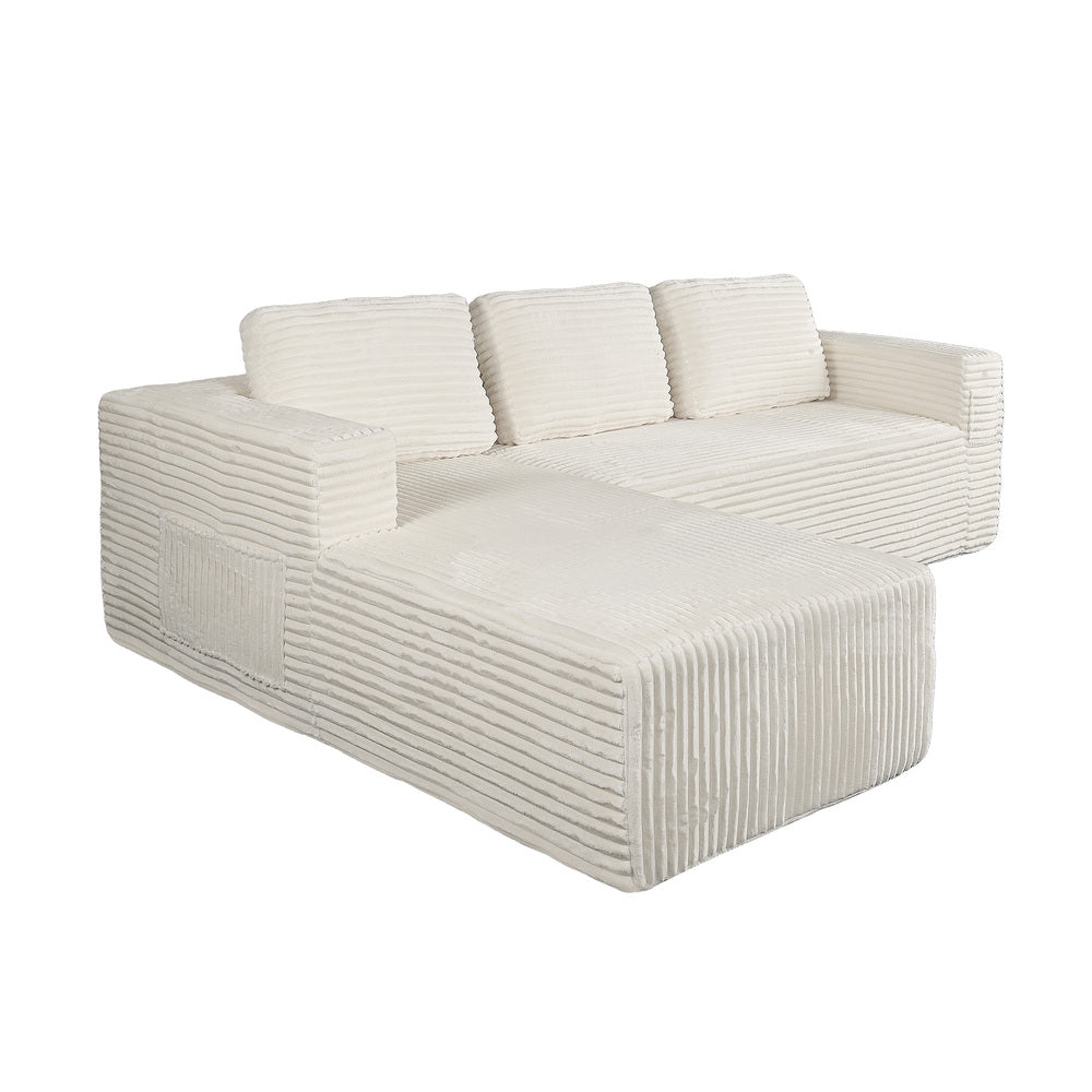 Allure Plush L Shape Frameless Sofa Lounge | 3.5 Seater Couduroy Super Soft Cloud Feel Sofa