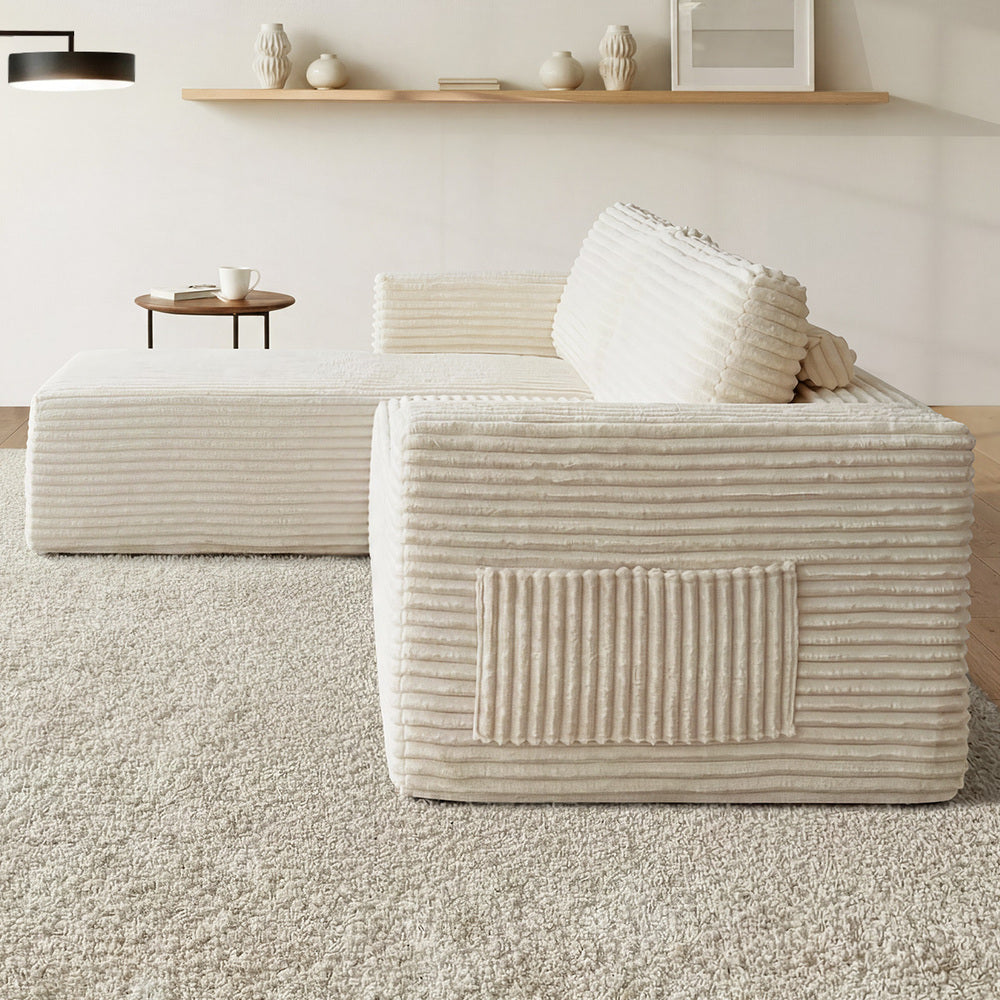 Allure Plush L Shape Frameless Sofa Lounge | 3.5 Seater Couduroy Super Soft Cloud Feel Sofa