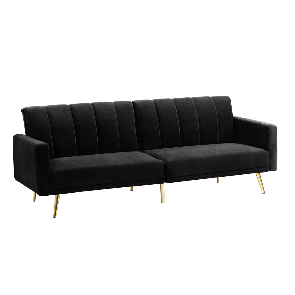 Lucrezia Velvet 3 Seater Sofa Couch and Fold Out Futon Bed | Adjustable Luxury Futon Sofa Couch