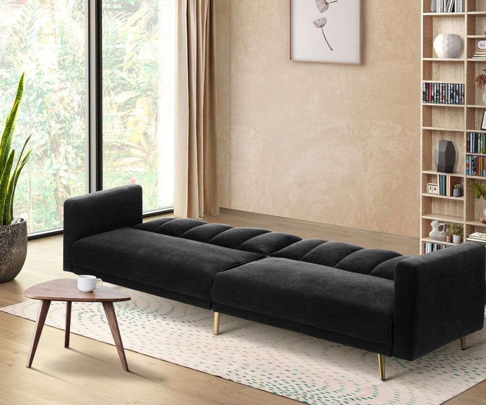 Lucrezia Velvet 3 Seater Sofa Couch and Fold Out Futon Bed | Adjustable Luxury Futon Sofa Couch