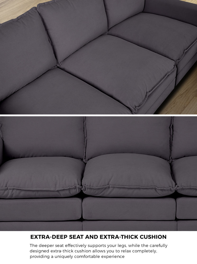 Nico Ultra Plush Fabric Modular Sofa Lounge | Soft Corduroy Fabric Modular Sofa Thick Cushions