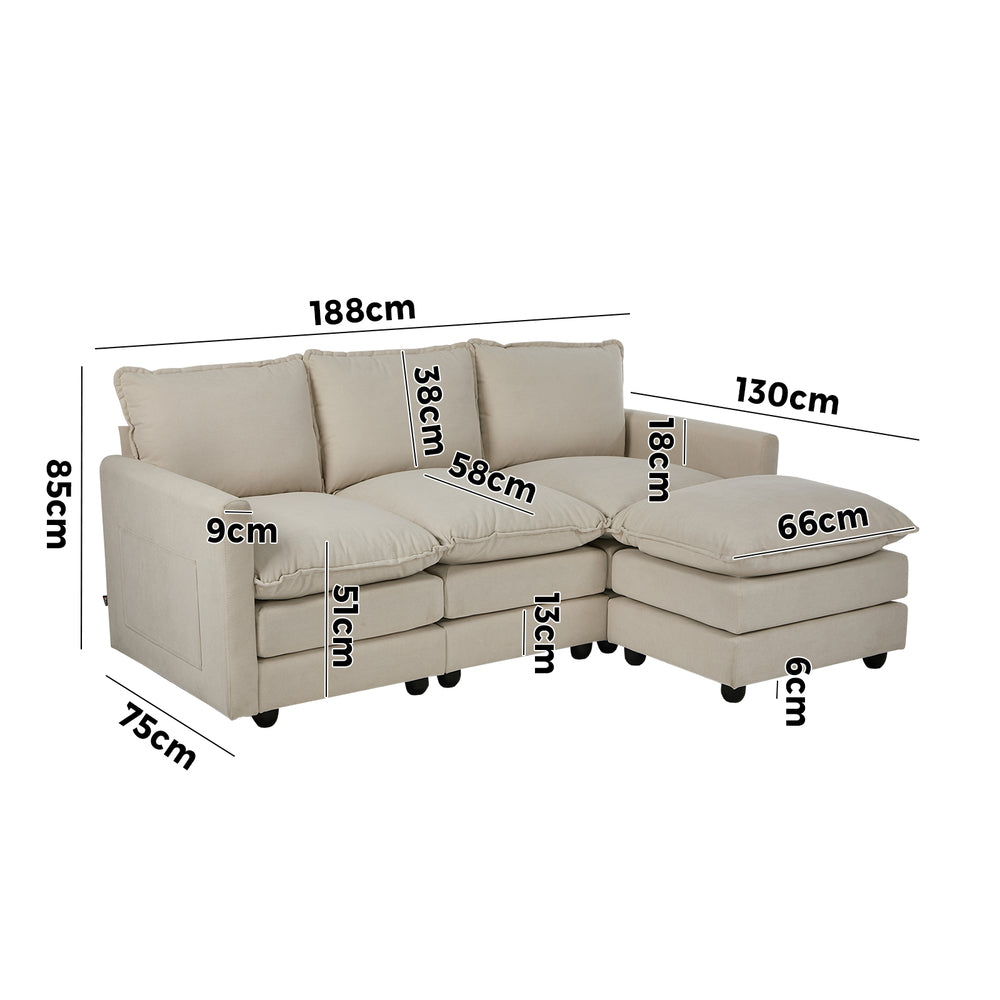 Nico Ultra Plush Fabric Modular Sofa Lounge | Soft Corduroy Fabric Modular Sofa Thick Cushions