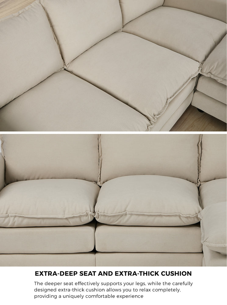 Nico Ultra Plush Fabric Modular Sofa Lounge | Soft Corduroy Fabric Modular Sofa Thick Cushions