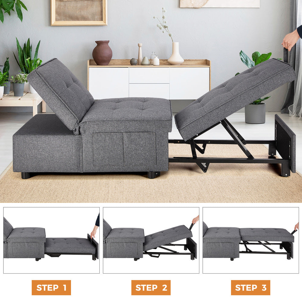 Palermo 4 in 1 Convertible Sofa Bed Ottoman | Multi Purpose Storage Couch Lounge Daybed