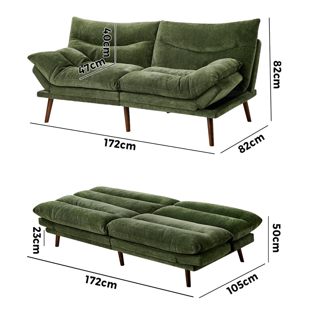 Allure 3 Seater Sofa Couch and Fold Out Futon Bed | Adjustable Luxury Converible Futon Sofa Couch