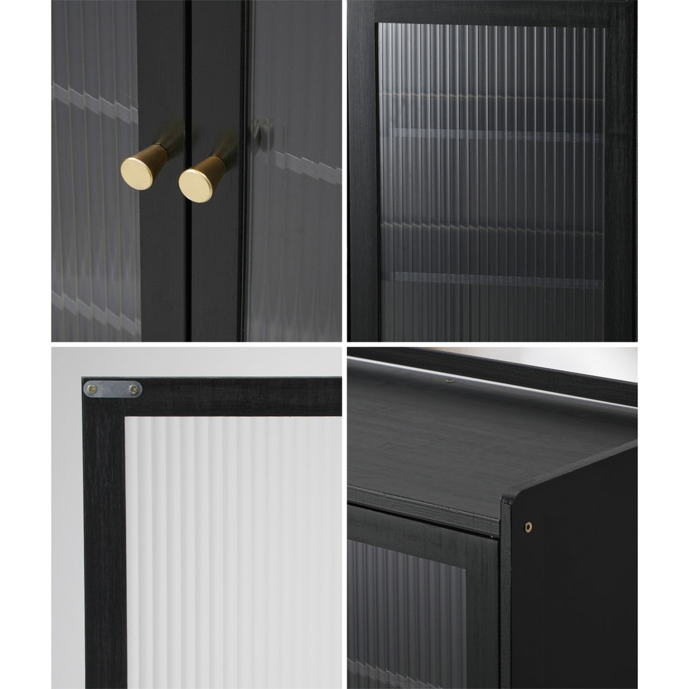 Rearo Centrum Modern 70 Pair Shoe Cabinet | Fluted Bamboo Shoe Storage Organiser