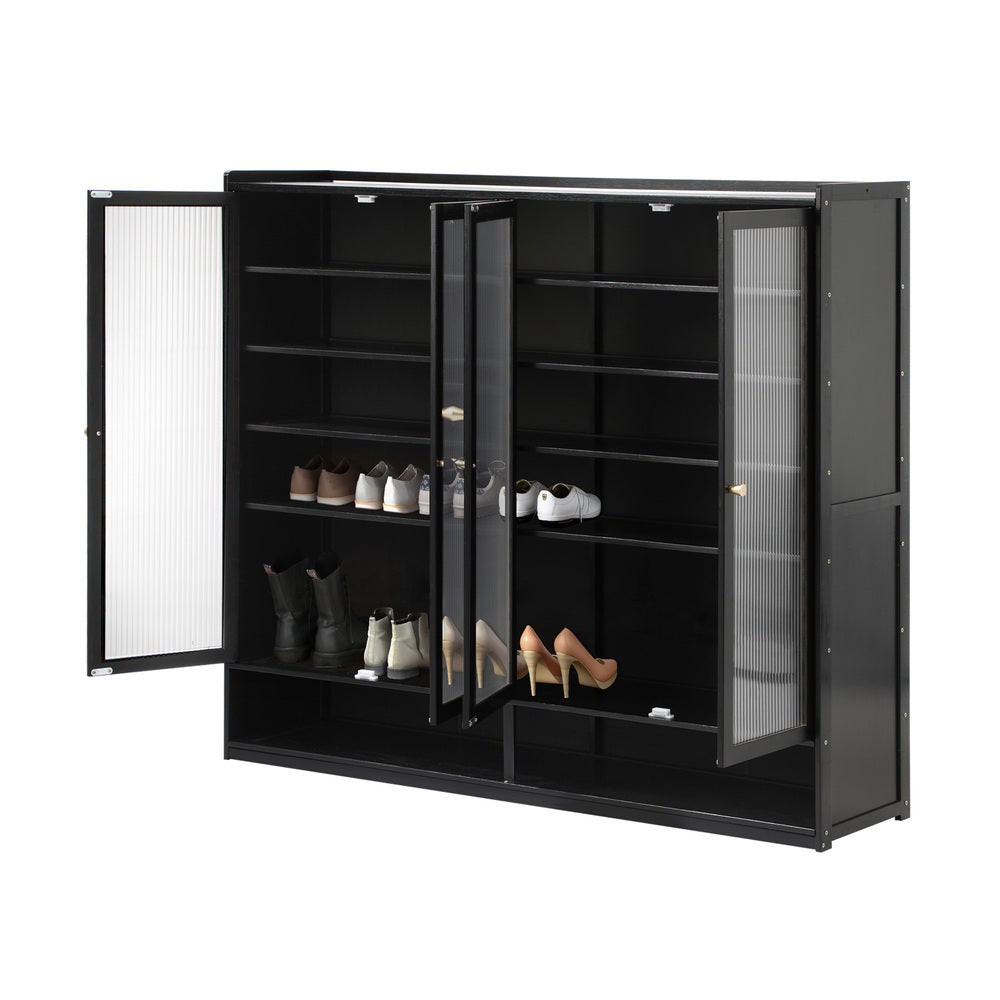 Rearo Centrum Modern 70 Pair Shoe Cabinet | Fluted Bamboo Shoe Storage Organiser