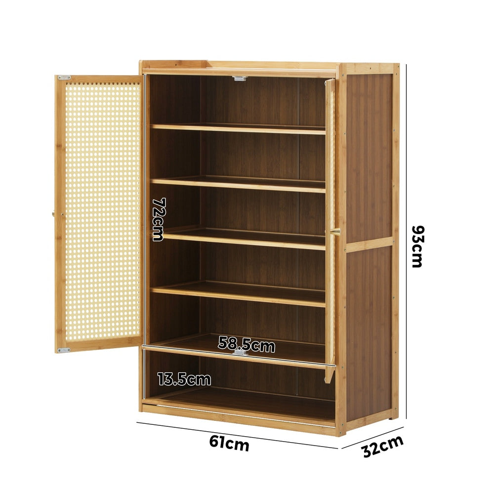 Bamboo Centrum Modern 30-70 Pair Shoe Cabinet | Rattan Style Bamboo Shoe Storage Organiser
