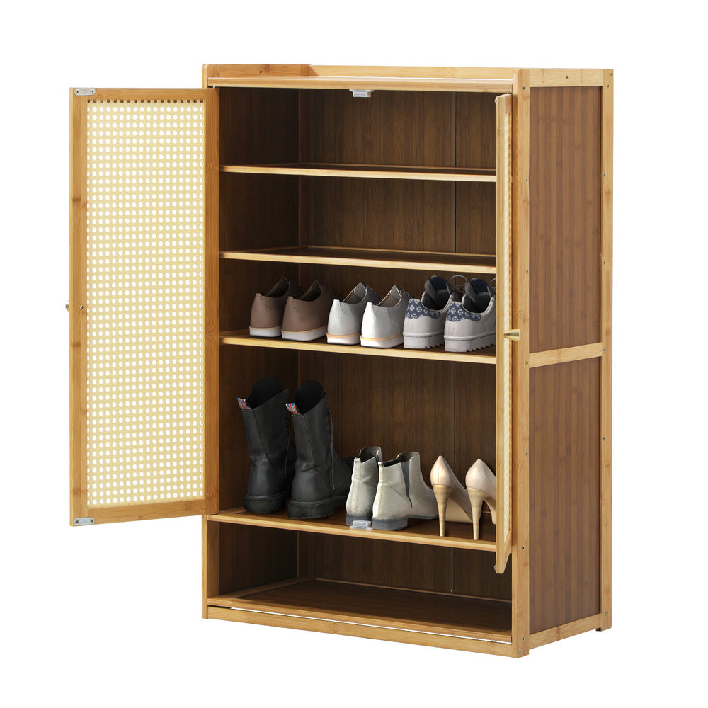 Bamboo Centrum Modern 30-70 Pair Shoe Cabinet | Rattan Style Bamboo Shoe Storage Organiser