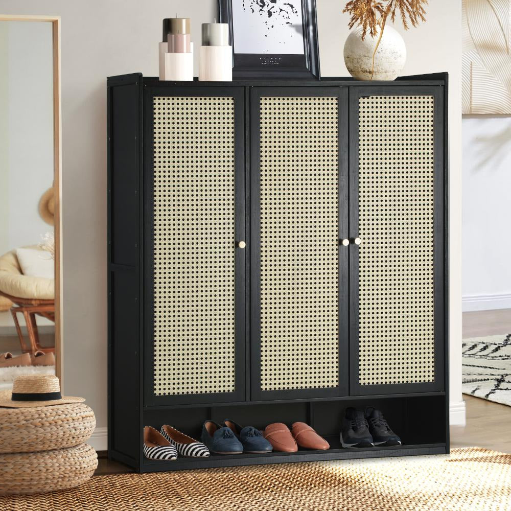 Bamboo Centrum Modern 30-70 Pair Shoe Cabinet | Rattan Style Bamboo Shoe Storage Organiser