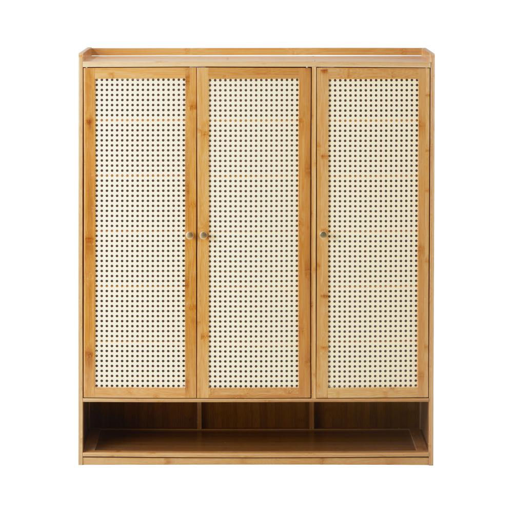 Bamboo Centrum Modern 30-70 Pair Shoe Cabinet | Rattan Style Bamboo Shoe Storage Organiser