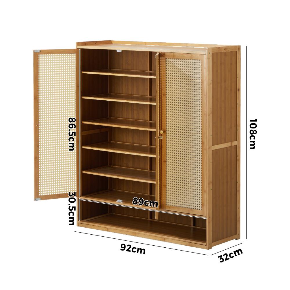 Bamboo Centrum Modern 30-70 Pair Shoe Cabinet | Rattan Style Bamboo Shoe Storage Organiser