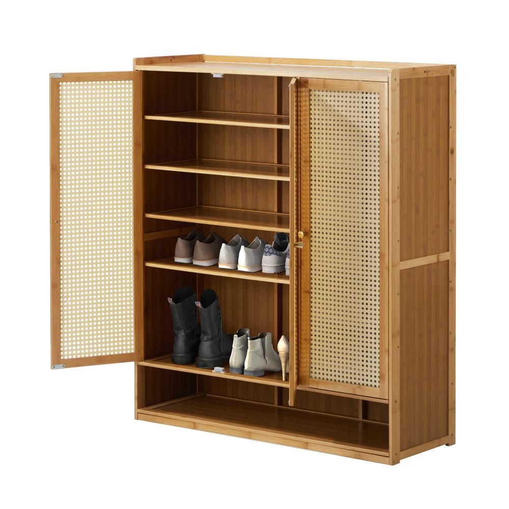 Bamboo Centrum Modern 30-70 Pair Shoe Cabinet | Rattan Style Bamboo Shoe Storage Organiser