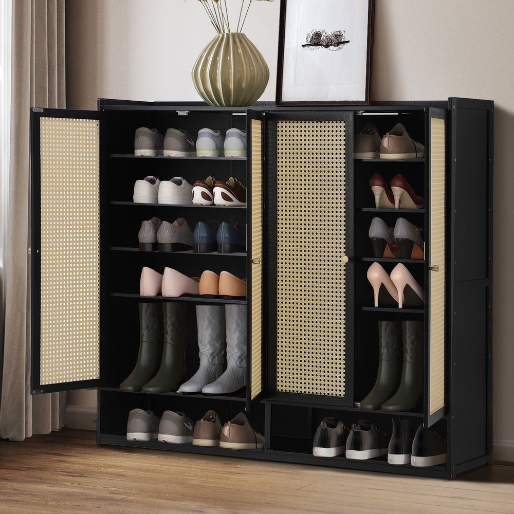 Bamboo Centrum Modern 30-70 Pair Shoe Cabinet | Rattan Style Bamboo Shoe Storage Organiser