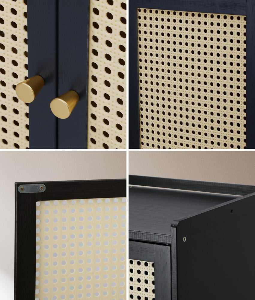 Bamboo Centrum Modern 30-70 Pair Shoe Cabinet | Rattan Style Bamboo Shoe Storage Organiser